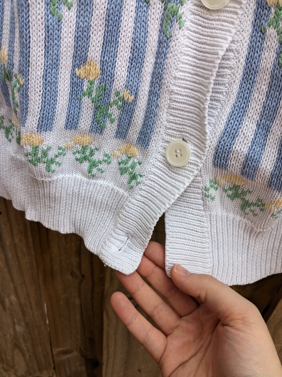 Eddie Bauer 1990 VTG Y2K Sweater Womens Med Blue Striped
