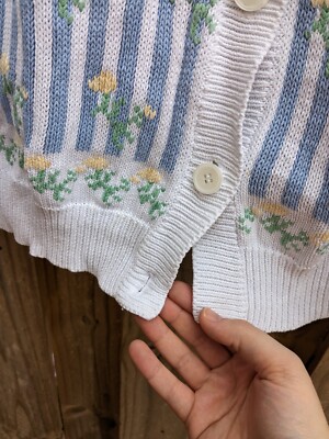 Eddie Bauer 1990 VTG Y2K Sweater Womens Med Blue Striped