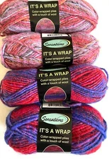 2 Joann Sensations Its a Wrap Yarn Nylon Wool Chunky Bulky Rose Blue Purple Red