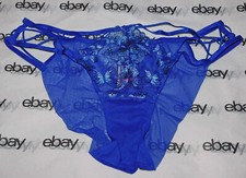 NEW Victoria's Secret Very Sexy String Bikini Blue Butterfly Strappy Large L VS