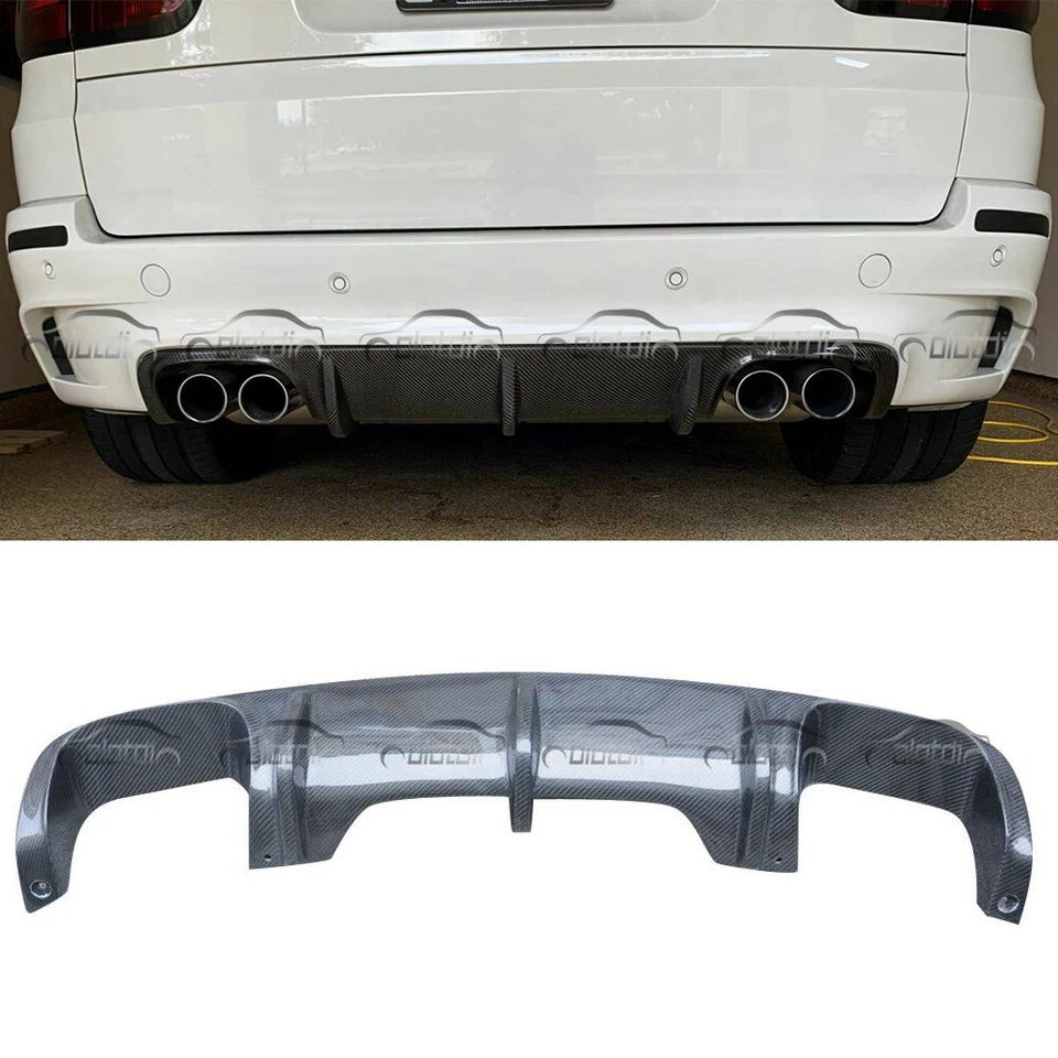 Parachoques trasero de fibra de carbono estilo V Fit 2010-13 para BMW E70 X5M labio difusor Foto 2 de 4