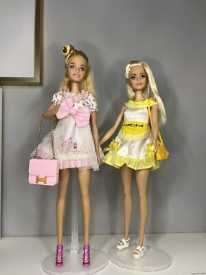 Lot Of 2 Barbie Millie Fashionista Pre Owned Restyled In Tommy Takara Dress