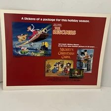 RARE MICKEY’S  CHRISTMAS CAROL / RESCUERS COMBO ORIGINAL TITLE LOBBY CARD 11x14