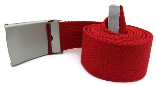 Unisex High Quality Canvas Fabric Webbing Belt Brushed Silver Buckle Army Style - Picture 60 of 275