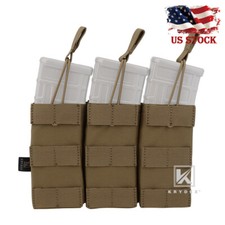 KRYDEX Triple 5.56 .223 Open Top Mag Pouch Magazine Carrier MOLLE Coyote Brown