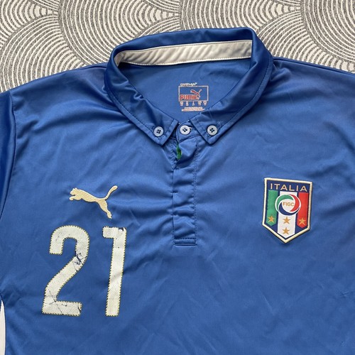 Camiseta de fútbol Puma auténtica 2014 Copa Mundial Italia Pirlo #21 azul para hombre M usada en excelente estado - Imagen 3 de 12