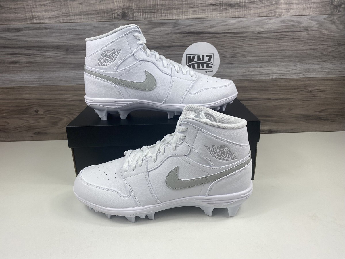 Nike Air Jordan 1 Mid TD White Grey Fog FJ6805 101 Football Cleats