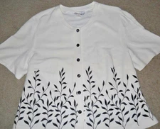 Vintage Allison-Che Blouse Top Rayon Floral Short Sleeve Button Front~ 18W~ Rare