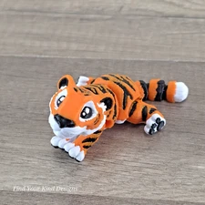 Mini Tiger 3D Printed Articulated Flexi Fidget 4" Toy- Stocking Stuffer Gift