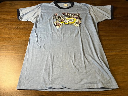 Vintage Las Vegas Iron On Ringer T Shirt Pawn Stars Criss Angel Elvis Presley