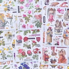 Vintage Flowers Scrapbook Washi Stickers Book for Art Journaling  Scrapbooking