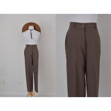 Vintage 80s Taupe Liz Baker Polyester Trousers  28-29 waist