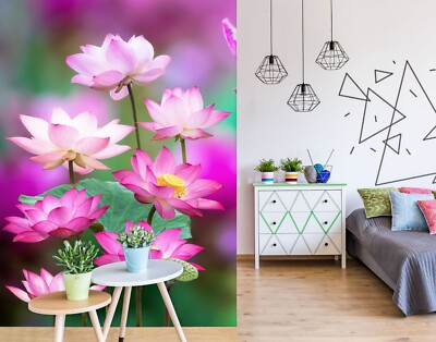 3D Pink Lotus G5133 Wallpaper Wall Murals Removable Self-adhesive Honey