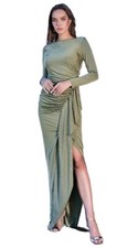 Unmatched Elegant Green Rhinestone Ruched Evening Gown Occasion Ball Event