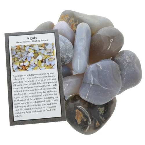 1/2 lb Grey Agate Tumbled Stones - Grade 1 - XLarge - 1.5" to 2" Avg. - Picture 2 of 3
