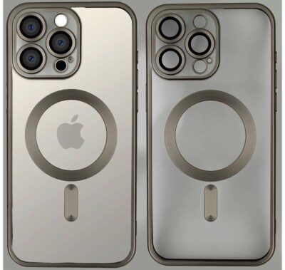 MagSafe Hülle in Titan-Farbton für iPhone 15 Pro Max mit Kameraschutz Handyhülle
