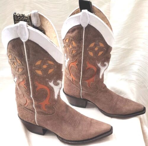 Women's Justin Cowgirl Boots 6.5B, Multicolored Leather, Layers 1970s Excel Vtg. - Picture 3 of 10