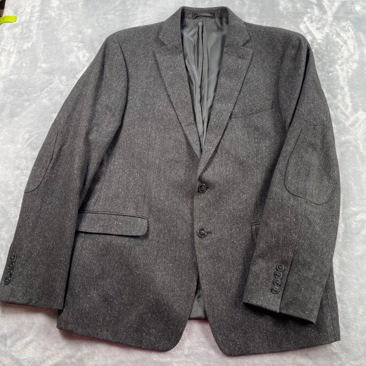 Calvin Klein Sport Coat 46R Extreme Slim Fit Gray Tweed Silk Wool Elbow  Patch | eBay