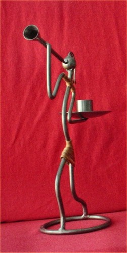 Vintage Metal Egyptian Style Abstract "Trumpet" Candle Stick Holder - Picture 3 of 4