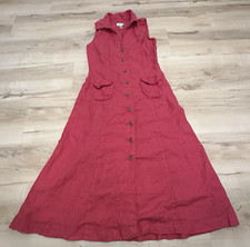 Austin Reed Women 6 Dress Maxi 100% Linen Sleeveless Red Minimalist Lagenlook