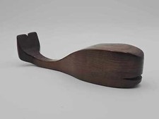 Vintage Wooden Whale Figurine Hand Carved Wood Ocean Nautical Sculpture 12" L