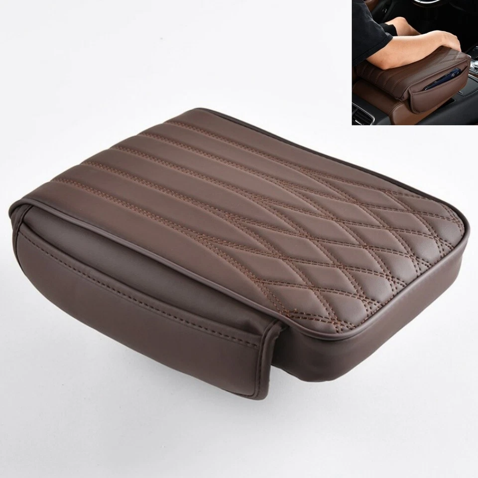 Car Armrest Cushion Cover Center Console Box Protector With Side Storage Pocket - Image 2 of 4