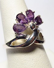 Beautiful Natural Amethyst Sterling Silver Ring Size 7.25-7.75 AR3