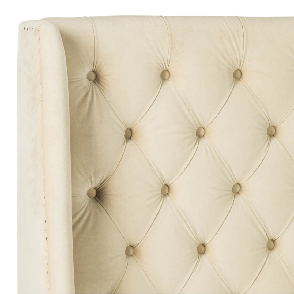 SAFAVIEH London Winged Headboard Flat Nail Head | Buckwheat | Full | - Image 2 of 4