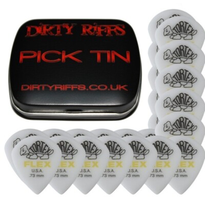 24 x Dunlop Tortex Flex Jazz XL 0,73 mm Gitarren-Plektren Plektren in einer Plektrendose