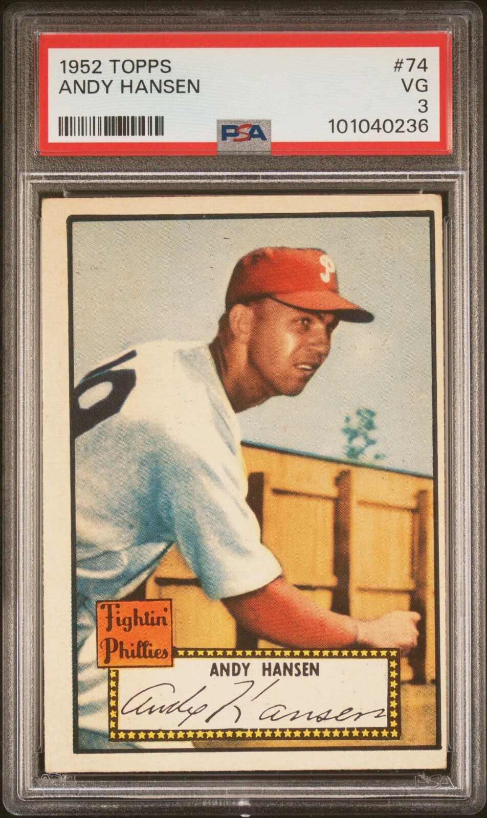 1952 TOPPS ANDY HANSEN #74 PSA 3 VG RED BACK