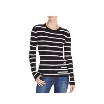 T Alexander Wang Classic Black & White Striped Ribbed Long-Sleeve Tee