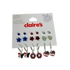 Claires New Set of 9 Post and Hoop Pierced Earrings Patriotic