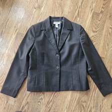 Pendleton Virgin Wool Blazer Jacket Black Womens Petite 14 Business Chic Classy