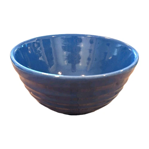 VTG Bauer Pottery Ring Ware Mixing Bowl Blue #24 - 7.25"H Farmhouse Cottagecore