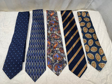 5 Vintage Neck Ties Light Blue, Green, Gold Karl Lagerfeld Hugo Boss Van Heusen