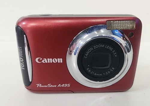 Canon PowerShot A495 Digital Camera - 10.0 MP - Red *Please Read*