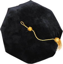 Doctoral Tam Black Velvet 8-Sided W/Gold Bullion Tassel One Size Fits Most