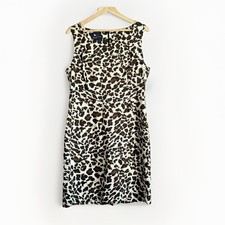 Jones New York Signature Leopard Print Sheath Dress Womens Plus 16 Sleeveless