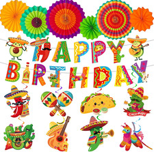 16PCS Fiesta Birthday Party Decorations, Mexican Birthday Party Decorations Incl