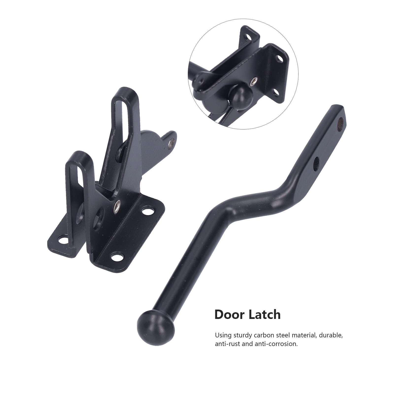 Gate Latch Kit RustProof Carbon Steel Fence Bolt Lock Safety Door Hardware