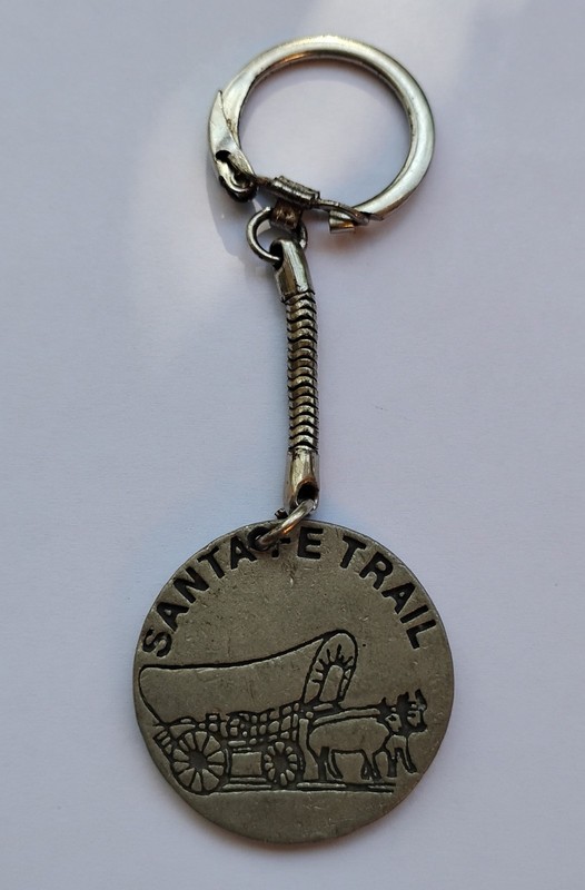 Vintage Santa Fe Trail Metal Souvenir Keychain Keyring  