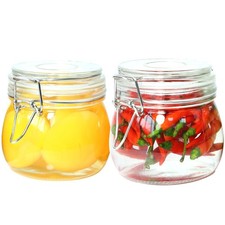 Glass Jars With Airtight Lid 16 Oz Set Of 2 Wide Mouth Mason Glass Airtight...