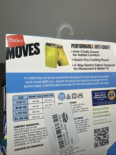 Hanes Boy's Boxer Brief Underwear Anti-Chafe Wicking Cooling Zones 5-PK Size S - Picture 6 of 8