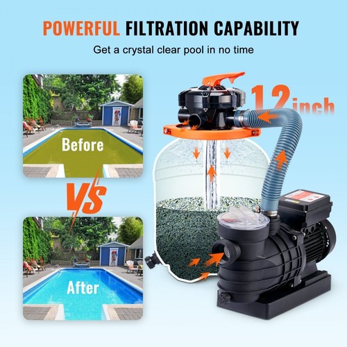 Above Ground Sand Filter System 285W Pool Pump 10000L/H 6 Way Valve - Picture 8 of 8