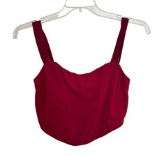 Altar'd State Burgundy Corset Crop Top Boning Mesh Straps Red Medium