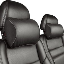 Car Headrest Pillow W Genuine Leather Cover Memory Foam Neck Cushion W 4 Car Headrest Pillow W Genuine Leather Cover Memory Foam Neck Cushion W 4