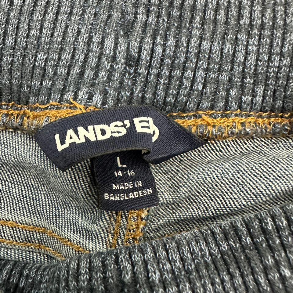Jeans rectos Lands' End desgastados con cordón para niños talla L 14 16 azules Foto 3 de 4