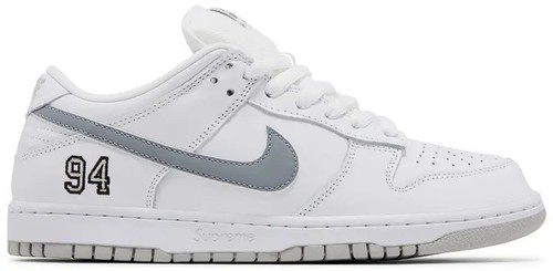 New Nike X Supreme Nike SB Dunk Low White Metallic Mens Size 9.5