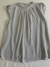 Elle Shirt Womens XL Black/White Short Sleeve Dress Top Stretch Pleated Neck