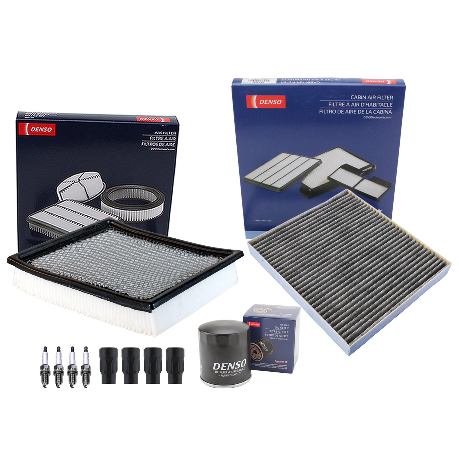 Denso Tune Up Kit 4 Spark Plug  Boots Kit for Journey 2.4 L4 ED3 B W/ Gap 0.044